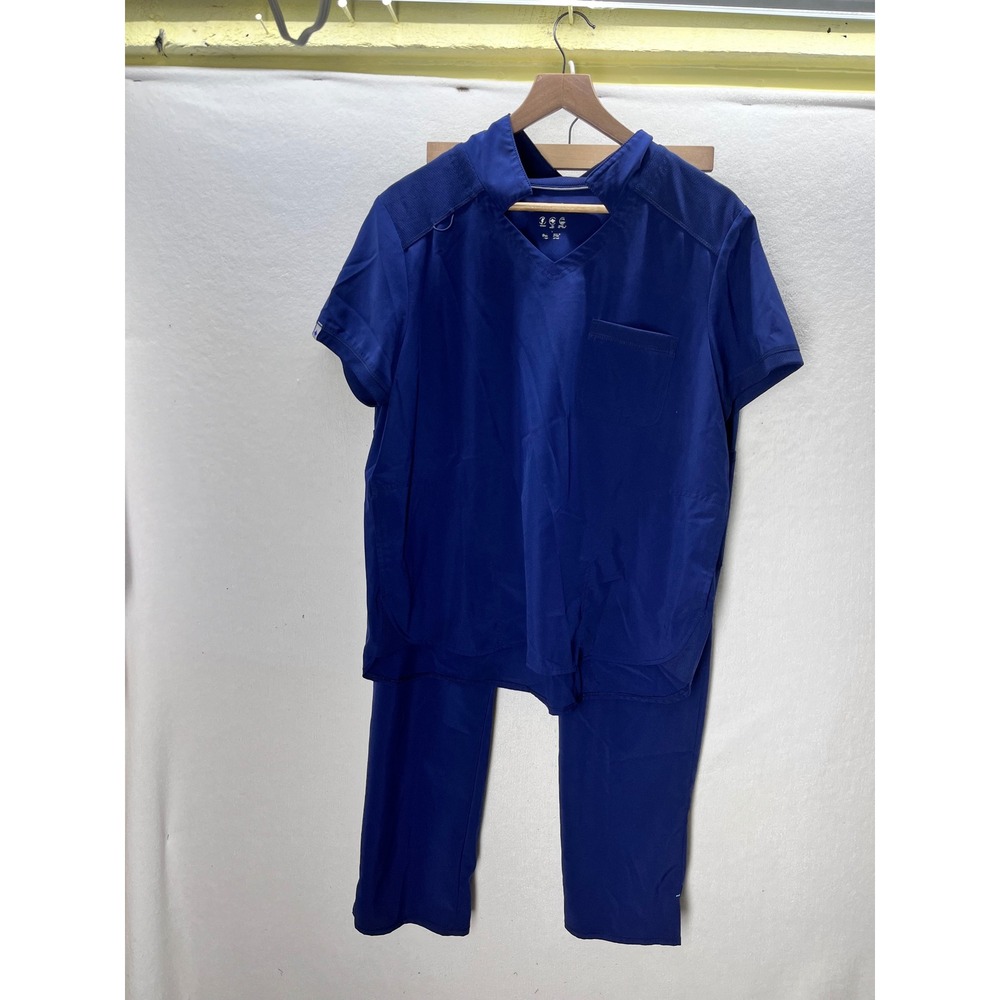 Scrubstar Scrub Set Womens Large Indigo Blue Performance Stretch 2pc 3293